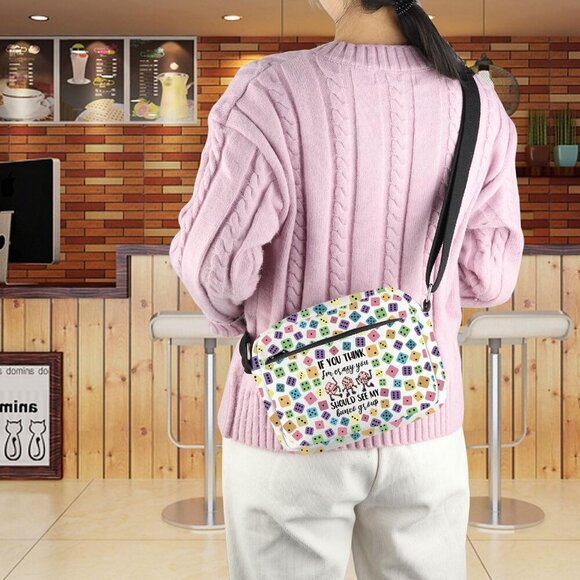 Bunco Crossbody Bag Canvas Zipper Pockets Water-Resistant Gift for Gamblers - Picture 6 of 7